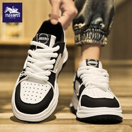 傳奇保羅面包男鞋冬季小眾設計板鞋厚底增高休閑百搭軟底輕奢運動(dòng)潮鞋子男 黑白 42