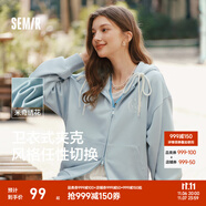 森馬（Semir）外套女中長款寬松外搭2024年新款休閑連帽松弛感針織夾克通勤百搭 牛仔藍80335【新款 迪士尼聯(lián)名】 M 160/84A