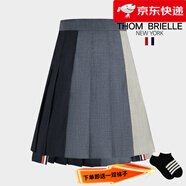 THOM BRIELLE湯姆TB百褶裙新款前短后長(cháng)三拼色半身裙高腰顯瘦a字短裙 三拼色百褶裙 XL