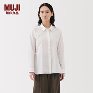 無(wú)印良品（MUJI）女式水洗平紋襯衫領(lǐng)長(cháng)袖襯衫襯衣內搭女裝秋季外搭薄款外套 白色 M （160/84A）