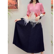 歐洲站褶皺連衣裙2025春季新款波點(diǎn)女裝休閑時(shí)尚寬松氣質(zhì)中長(cháng)款裙 粉紅色 均碼 大碼