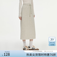 范思藍恩半拉領(lǐng)廓形落肩加絨加厚重磅衛衣女冬季2024新款14491 燕麥灰半身裙 M