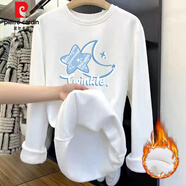 皮爾卡丹（pierre cardin）白色內搭打底衫女2025新款秋冬中長(cháng)款加絨大碼長(cháng)袖t恤遮屁股上衣 4004白色(不倒絨加厚) 2XL 150-170斤