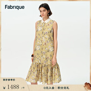 Fabrique桑蠶絲棉印花襯衫領(lǐng)無(wú)袖連衣裙2025夏季新品 黃色 XS