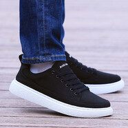 金貝勒秋季男士帆布鞋老布鞋男鞋運動(dòng)休閑鞋潮鞋子秋冬百搭板鞋男款 8860黑白帆布款 39 運動(dòng)鞋尺碼