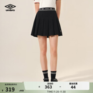 茵寶（Umbro）官方短裙英倫復古足球寶貝半身百褶裙運動(dòng)風(fēng)裙子A字裙運動(dòng)半身裙 凝眸黑 L