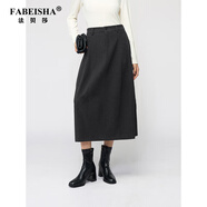 法貝莎品牌高腰加厚仿毛呢灰色半身裙女2025秋冬新款花苞裙簡(jiǎn)約長(cháng)裙 女神灰 M