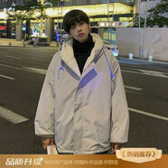 杜小閑羊羔絨棉服男款冬季日系復古青少年連帽棉衣外套加絨加厚寬松棉襖 DSA169-MY001 淺灰色 質(zhì)量升級不加價(jià) XL [推薦120-140斤]