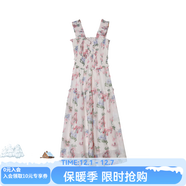 西町村屋（SETIROM）連衣裙女2023春季新款文藝長(cháng)裙子法式水墨花朵抽褶吊帶裙 XA9B10034花色 均碼