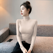 薩琳婭 SHA LIN YA半高領(lǐng)打底衫女2025新款秋冬內搭加絨感修身薄款針織黑色上衣 杏色【高領(lǐng)款】 S 適合90斤以?xún)?
                                         title=