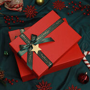 中掌柜新年圣誕禮物盒蘋(píng)果包裝空盒子定制跨年夜圍巾口紅生日禮品盒大號 紅色禮盒+禮袋+拉菲草+賀卡＋燈串不含對比物 大號35cm*25cm*12cm可裝42碼鞋子和棉衣