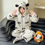 熙克賓威兒童睡衣加絨加厚雙面絨男女孩2025新款秋冬季保暖家居服女童套裝 白色 130