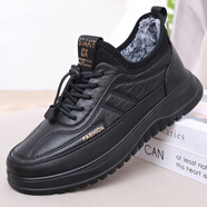 金左腳棉鞋男老人冬季老北京布鞋加絨加厚保暖厚底防滑中老年運動(dòng)爸爸鞋 黑色 42