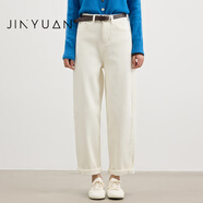 金苑（JINYUAN）杏色直筒小腳褲2025年冬新款復合絨彈性百搭通勤簡(jiǎn)約C255133 杏色 S