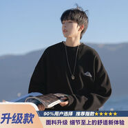 得韻得潤黑色日系重磅cityboy衛衣男春秋款圓領(lǐng)打底衫長(cháng)袖T恤潮牌加絨外套 黑色【正品重磅高質(zhì)量款】 M 【90-110斤】