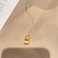 海上羅孚黃金點(diǎn)鉆拉絲福袋項鏈女士999足金錢(qián)袋子吊墜鎖骨項鏈送女友禮物 福袋吊墜+925銀鏈/金重約3g