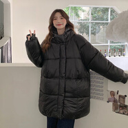 Ady Glenna棉服女2025新款冬季加厚女學(xué)生韓國大被子棉衣寬松面包服女士外套 黑色款 L 建議100-115斤