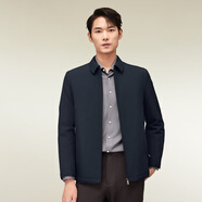 紅豆（Hodo）夾克男翻領(lǐng)舒適純色短款行政夾克干部風(fēng)廳局風(fēng)外套男 夾棉藏青