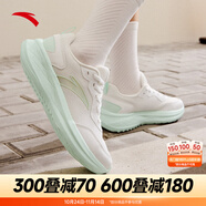 安踏運(yùn)動(dòng)鞋女鞋秋冬新款防水皮面跑步鞋休閑鞋百搭輕便軟底減震小白鞋 【減震回彈】紙莎白/淺曦綠 38.5 (240mm)