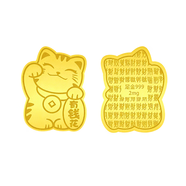 珍尚銀中國黃金招財(cái)貓有錢花足金999黃金手機(jī)貼送女朋友老婆媽媽飾品