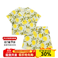 Milkbarn兒童襯衫短褲套裝寶寶夏季短袖衣服男女童休閑童裝2件套 檸檬 80 cm