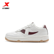 特步（XTEP）運動(dòng)鞋男舒適通勤板鞋輕便百搭小白鞋潮流時(shí)尚情侶休閑鞋女 帆白/團隊紅-0042 女款 37