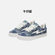Revenge X SENGT風(fēng)暴閃電板鞋聯(lián)名復古透氣潮流情侶百搭面包鞋子 牛仔藍 36 標準尺碼
