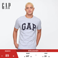 GAP男女裝2025純棉印花logo圓領(lǐng)修身短袖T恤美版856659 淺藍(lán)色 M 美碼 L亞洲碼180/96A