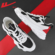 回力男鞋運動(dòng)鞋子男透氣網(wǎng)鞋輕便休閑鞋潮流老爹鞋戶(hù)外慢跑步鞋 白黑紅 42