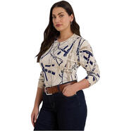 Polo Ralph Lauren女士套頭毛衣經(jīng)典百搭保暖透氣棉混修身日常秋冬針織復古毛衣 Cream/Navy Multi 均碼 |1X