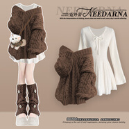 PHIMART法國Miu Miu空中服裝針織連衣裙女士秋冬2025小香風(fēng)格多巴胺毛衣 深棕毛衣+白色連衣裙[一整套ootd L 均碼