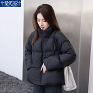 莫代爾羽絨棉服女2025冬季新款韓版寬松顯瘦加厚棉衣外套小個(gè)子短款棉襖 黑色 M 110-130斤