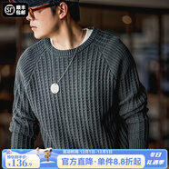 馬登工裝 美式休閑華夫格圓領(lǐng)針織衫內搭保暖打底毛衣男秋季 油墨色 S
