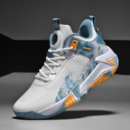 駱駝（CAMEL）籃球鞋男秋季高幫學(xué)生運動(dòng)鞋青少年室外水泥地防滑耐磨實(shí)戰球 8881白海藍 39