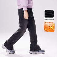 一貝皇城（EBCASTLE）女童加絨保暖休閑褲2024秋冬新款兒童抗菌褲子女童喇叭褲潮 濃墨黑 110 cm