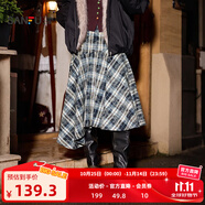 三福（SANFU）長(zhǎng)裙2025冬季松緊腰不規(guī)則擺半身裙中腰裙子女裝511339 藏青 L