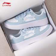 李寧元寶板鞋女士鞋子2025秋冬新款休閑厚底增高學(xué)生小白顏值百搭運動(dòng) 云朵藍/標準白【月臨】 37