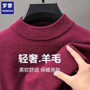 羅蒙（ROMON）羅蒙半高領(lǐng)純色羊毛衫男春秋薄款圓領(lǐng)針織衫時(shí)尚打底衫男士毛衣 酒莊紅 3XL 185165-180斤