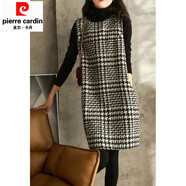 皮爾卡丹（pierre cardin）背心裙女春秋季2025新款韓版中款黑白千鳥(niǎo)格馬甲無(wú)袖小香風(fēng)連衣裙 L 101-111斤