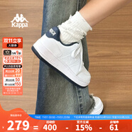 KAPPA卡帕背靠背女鞋秋冬透氣小白鞋子女板鞋新款情侶鞋百搭休閑運動鞋 經(jīng)典白/海昌藍(lán) 38