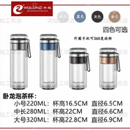 臥龍玻璃杯臥龍水杯男單層加厚耐熱玻璃杯雙層便攜大容量車載過濾 臥龍泡茶杯小號160CM 四色隨機(jī)可