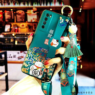 玲琉 三星note20手機殼A70腕帶S22 Ultra防摔S21潮牌S9斜挎帶掛繩女中國風(fēng)三星s24逐鹿生財s10/8 招財綠腕帶殼【+流蘇斜挎繩】 三星note20