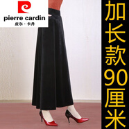 皮爾卡丹（pierre cardin）【促銷(xiāo)】金絲絨加絨加厚長(cháng)款半身裙女秋冬新款高腰顯瘦a字大擺裙 黑色【90裙長(cháng)】 春秋季 薄款 M 90-110斤