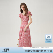范思藍恩紅白格子約會(huì )連衣裙女2024夏季新款遮肉飛飛袖裙子12344 紅白格 M