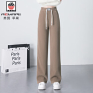 AEMAPE褲子女2025年秋冬季最新款加絨加厚高腰休閑小個(gè)子褲窄直腿媽媽褲 燕麥色[長(cháng)褲] 均碼 26/S[80-95斤]