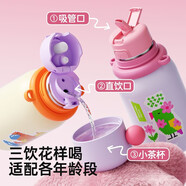 BABLOV兒童保溫杯女高顏值可愛(ài)吸管水杯上學(xué)女孩男孩便捷新款杯子 【食品級316】24H長(cháng)效保溫/隨行搖晃防漏 佛系豚豚440ml/一杯三飲+寬背帶+小茶杯