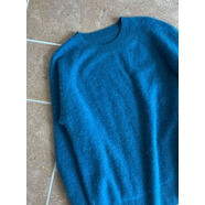 稻煥鹿西軟糯毛茸茸圓領(lǐng)純色羊毛毛衣女冬新款內搭休閑慵懶上衣s 湖藍 均碼