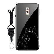 京營(yíng)三星J7plus玻璃手機殼防刮鋼化c7100保護套C8手機套定制 黑底龍貓