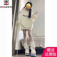 AEMAPE洋氣少女穿搭蝙蝠翅膀印花酒紅色連帽衛(wèi)衣女冬季加絨高級(jí)感外套潮 【蝙蝠翅膀*黑色】連帽加絨衛(wèi)衣- XL 120-140斤