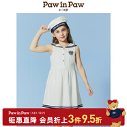 PawinPaw【海軍風(fēng)】卡通小熊童裝25年春夏新款女童女寶無(wú)袖百褶連衣裙 Ivory象牙色/39 140